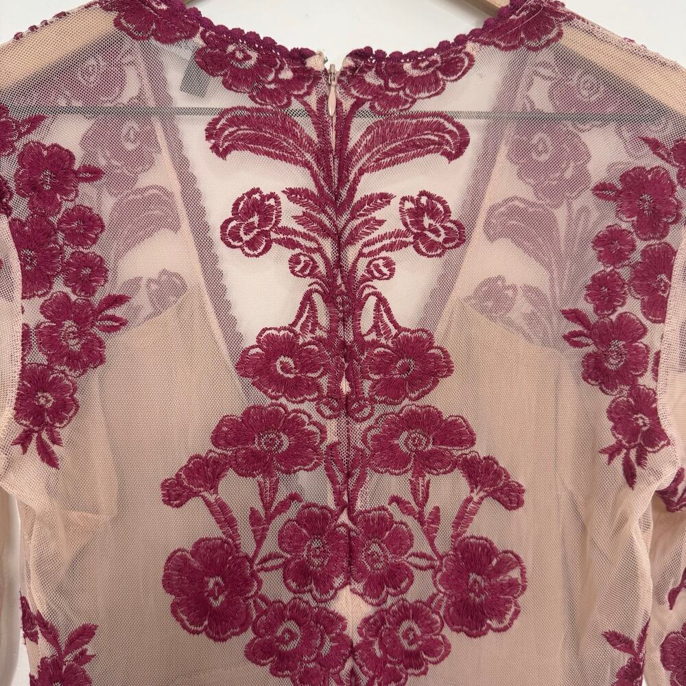For Love & Lemons Temecula Maxi Dress Raspberry Wine Floral Lace Size Large - Picture 7 of 16
